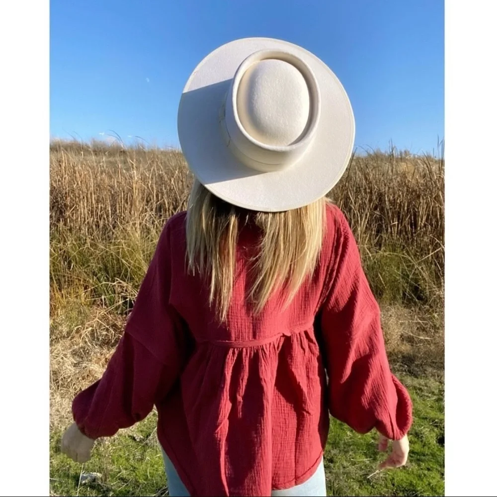 Ces Femme Burnt Orange Gauze Peasant Blouse - Picture 4 of 14